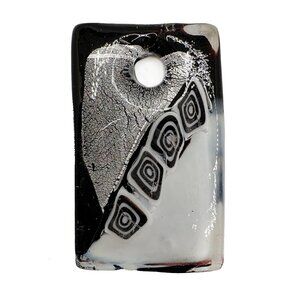 Lampwork Glass Black & White Swirl Pendant 1.5”